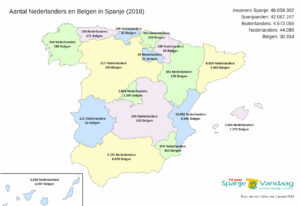 Aantal Nederlanders en Belgen in Spanje (2018)