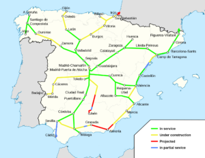 De AVE hogesnelheidstrein in Spanje