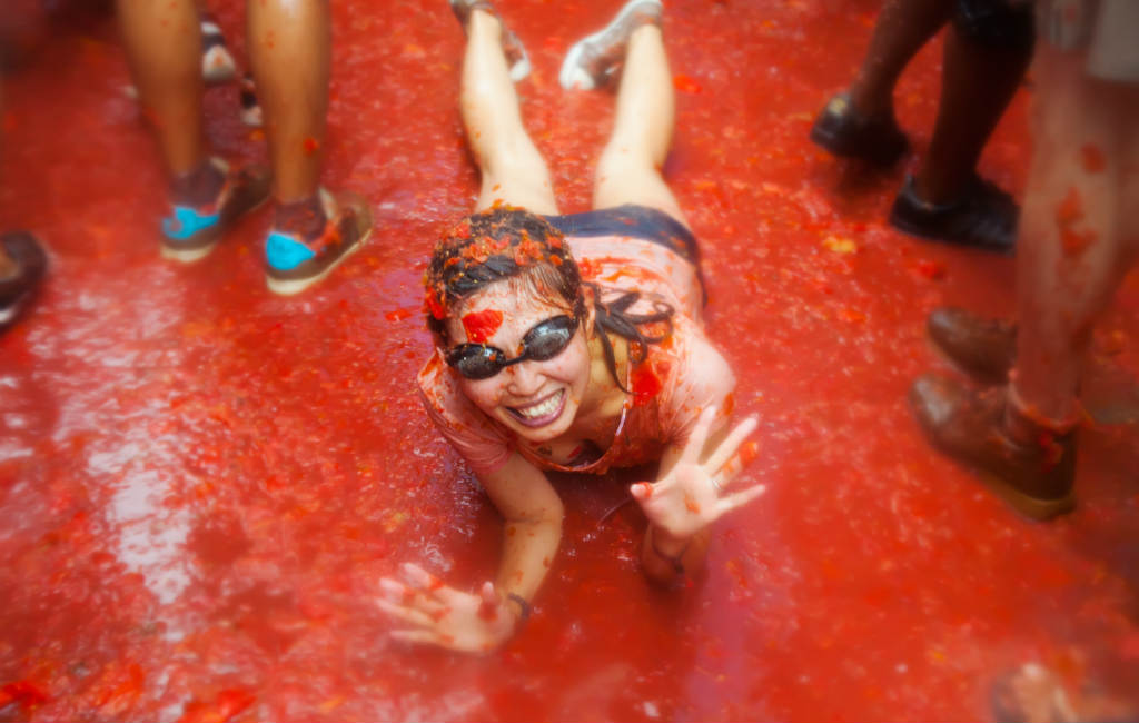 Het tomatina feest in Spanje